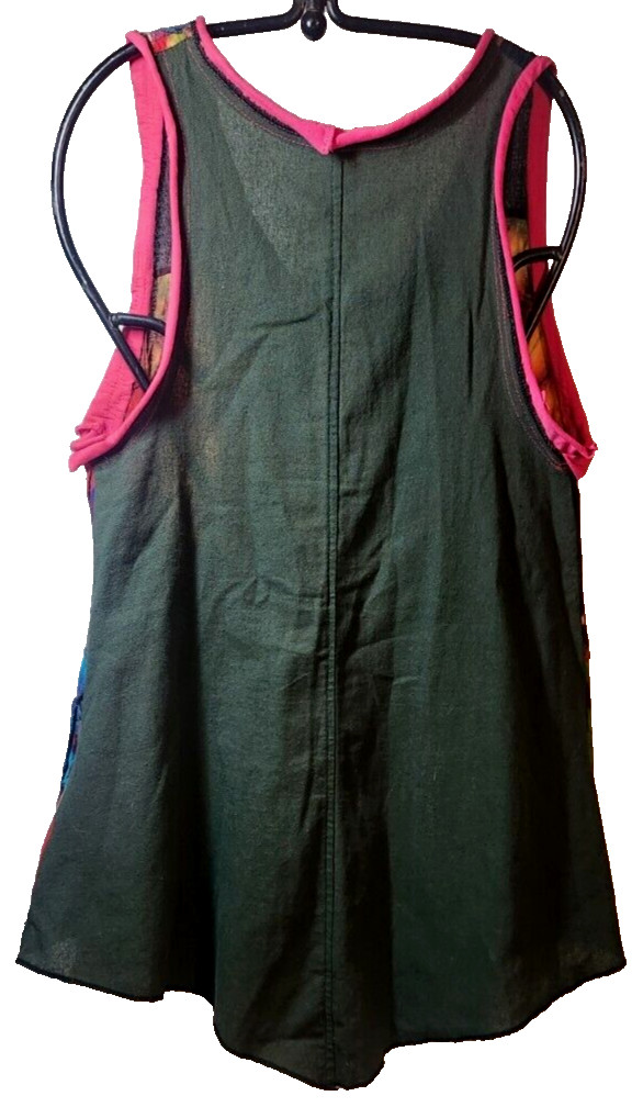 Artisan Patchwork Batik Vest S SMALL Front Tie Co… - image 6