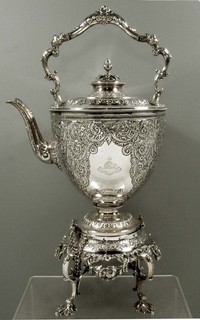 English Sterling Silver Tea Set 1885 MARTIN & HALL / ARABESQUE