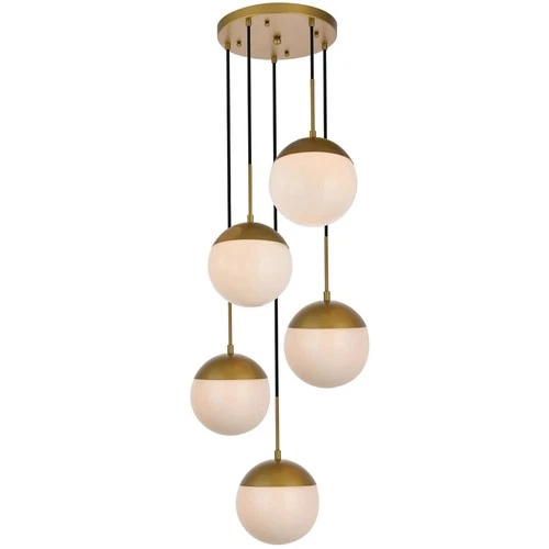 Elegant Lighting LD6074 Eclipse 5 Light 18"W Multi Light Pendant - Brass - Picture 1 of 12