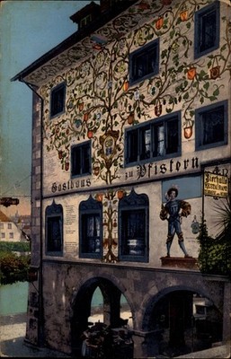 Gasthaus zu Pfistern Luzern Switzerland vintage postcard b596