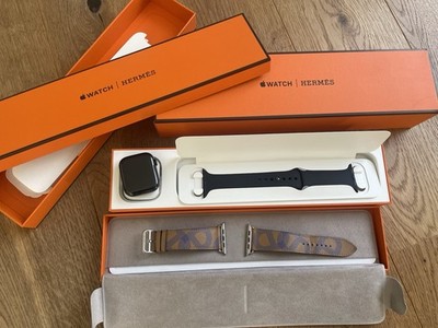 Apple Watch Hermès S7 41mm Edelstahl LTE   Double Tour + Orange Band OVP