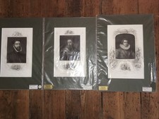 Original Antique Steel Engravings,  William Wallace, Murray, James VI 1859