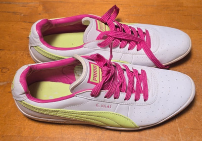 Puma G Vilas Womens Size 9 White Pink Athletic Walking Leather Shoes Sneakers