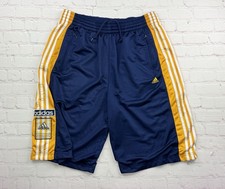 Vintage Y2K 2003 Mens Adidas 3 Stripe Basketball Shorts Blue Yellow - Mens Med