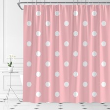 Polka Dot Shower Curtain Pink White Geometric Polka Dot Cute Girl Modern Home...