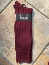 Bella Mens Sock 10-13 Made In USA Of Imported Yarns 94% Cotton Burgundy