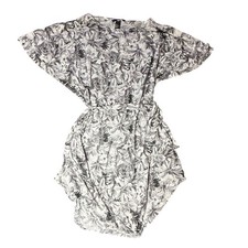 H&M Floral Print Dress Black White Short Sleeve Casual Dress Size Small