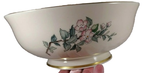 Lenox Bowl Large Floral Birds Serenade Gold Trim 8 1/2 Diameter Made in USA - Picture 6 of 8