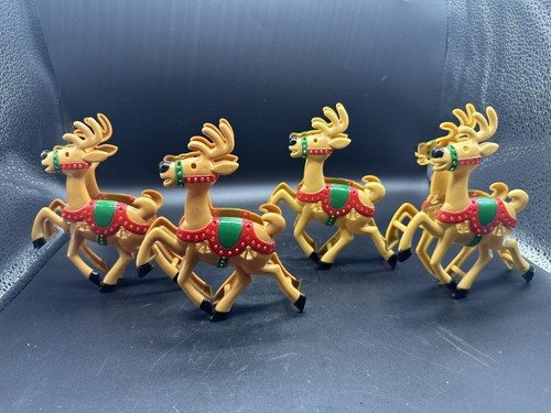 Santa Sleigh 8 Reindeer Vintage Decor JSNY Stakes Covers Lights Kitschy Read - Picture 6 of 10