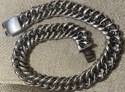 9SQ Ross Simons Stainless Steel Silver Tone Biker Goth Chain Link Necklace
