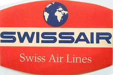 SWISSAIR ~SWISS AIRLINES~ Great Old Luggage Label, MINT CONDITION - c. 1955