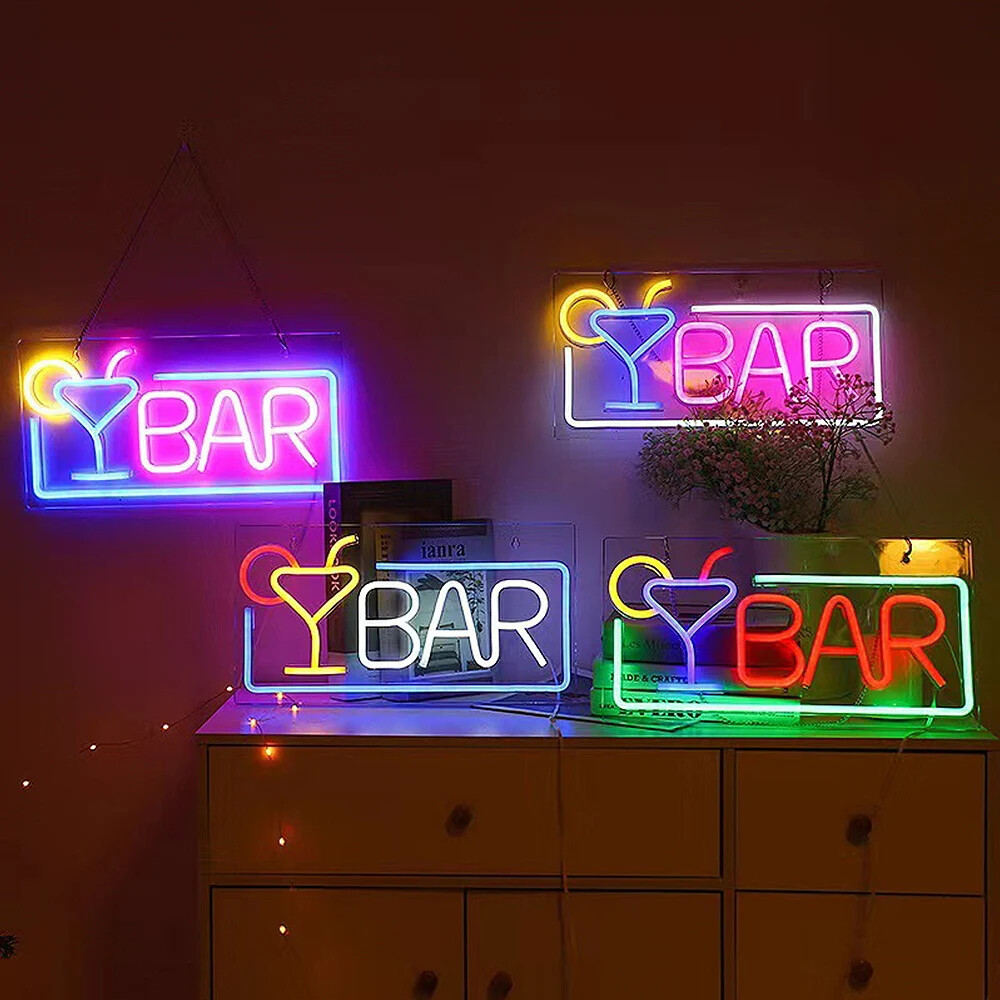 Led Ebay Sign USB Powered BAR Large Neon Sign Lights LED Bar Party Logo Night Light ...
