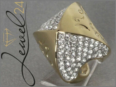 Judith Williams Damen Cocktail Ring vergoldet mit Kristalle Ajouren Damenring - Bild 1 von 3