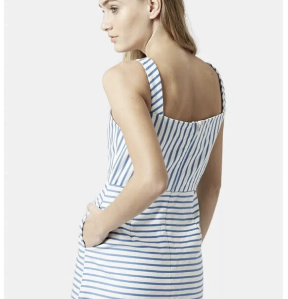 topshop blue and white striped dress Topshop Blue & White Striped Button Dress Size 12