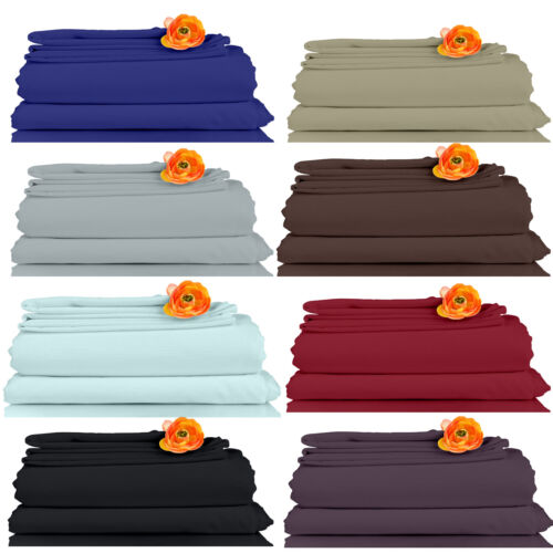 Bed Sheet Set 4 Piece 1800 Count Egyptian Comfort Deep Pocket Hotel Bed Sheets - Afbeelding 1 van 16