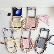 For Samsung Galaxy Z Flip 7 6 5 4 3 Weaving Style Scarf Bracelet Hard Phone Case
