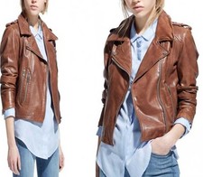 Women's Stylish Trendy Brown Real Leather Jacket
