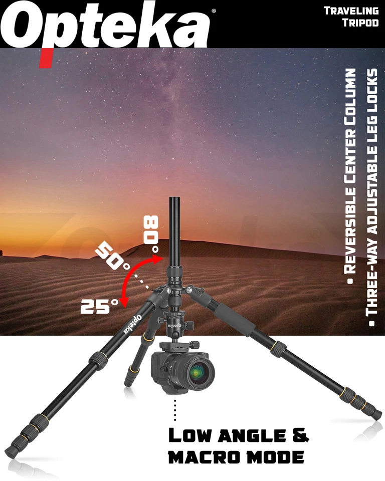 Opteka 59" 2-In-1 Photo Video Travel Tripod Monopod Combo with Ball Head + Case - Image 4 of 4