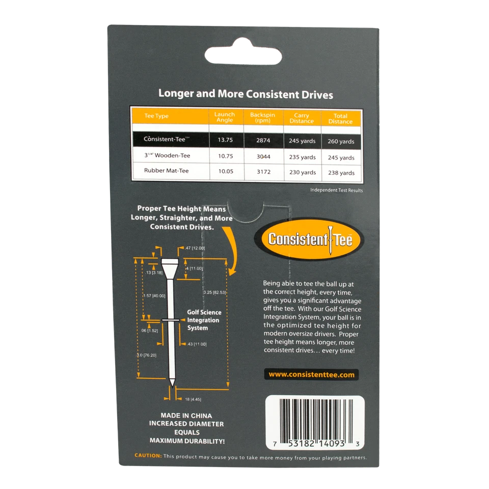 Paquete de 10 camisetas de golf de plástico duraderas de 3 1/4" Consistent Tee para una altura perfecta Foto 2 de 2