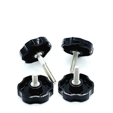 M6 Thumb Screw Bolts Black Round 6 Point Clamping Knob Grip 6mm x 1.0 Pack of 4