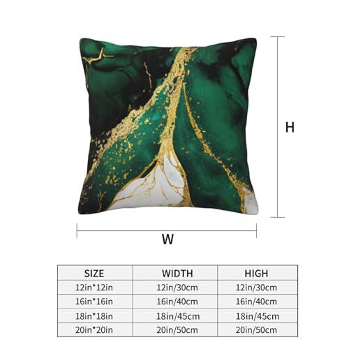 Emerald Green and Gold Throw Pillow Cover 18 x 18Inch Marble Green