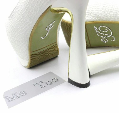 Wedding Shoe Sticker Decal, I Do & Me Too Rhinestone Bling Sparkle Silver Gold - 第 8/9 張圖片