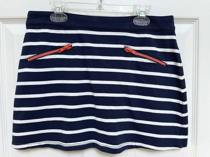 Mini Boden Johnnie B Navy White Striped Orange Knit Mini Skirt Size 11-12 Y
