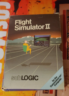 Flight Simulator II (1986) Commodore 64 (Disk, Manual, Box) work 8-bit classic