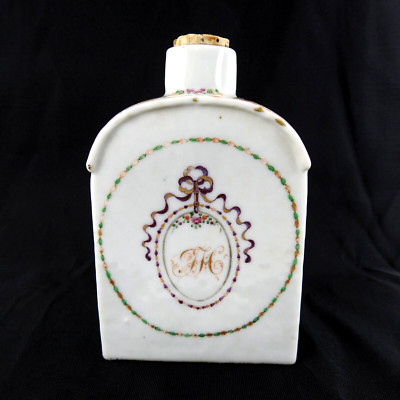   Antike georgische Teedose Hartpaste Porzellan handbemalt 1760 - 1790