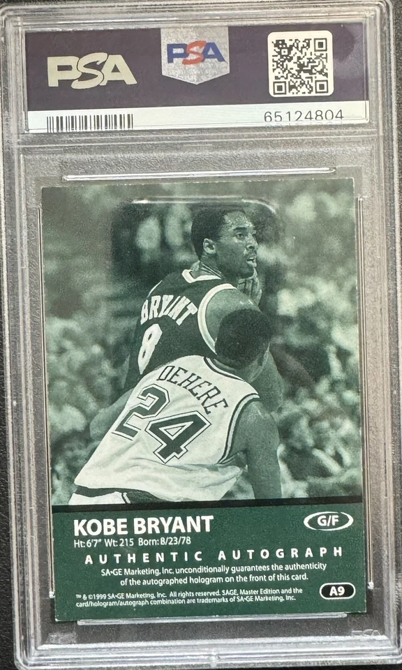 1999 SA-GE Autographs Kobe Bryant #A9 Platinum *RARE* Hand Signed 5/10 SSP - Image 3 of 3