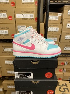 jordan 1 mid white pink green soar