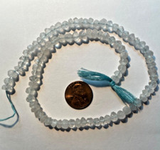 ONE 15" GENUINE LIGHT BLUE AQUAMARINE FACETED RONDELLES 6 MM BELOW WHOLESALE 