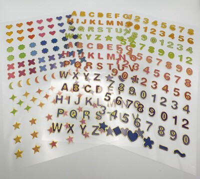 6 Sheets Colourful Self Adhesive Alphabet Letter and number Stickers ...