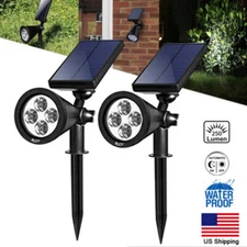 2-6Pcs Solar Spot Light - 4 LED Outdoor Spotlight for Garden Flag Pole & Yard US