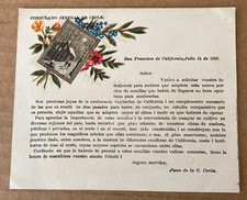 SAN FRANCISCO ~ Tarjeta comercial del cónsul chileno enviando semillas de pino, 1883