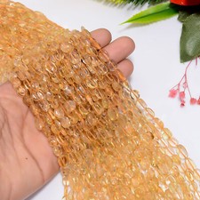 Natural Citrine Gemstone Oval Shape Smooth Beads 6X5 10X6 mm Strand 12.5" EB-857