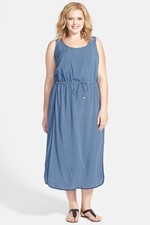 Two by Vince Camuto Blue Rayon 'Stylish Geo' Maxi Dress, 1X XL 14W 16W