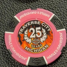 CLASSIC MOTOR SPORTS 25th Ann.~MICHIGAN (NPink Full) Harley PokerChip (CLOSED)