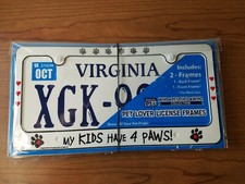 Pet Lover Dog License Frames My Kids Have 4 Paws Woof Woof Made in USA