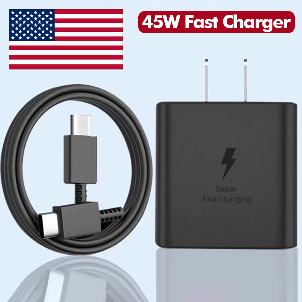 45w Type USB-C Super Fast Wall Charger 6FT Cable Fits Samsung Galaxy S22 S21 S20
