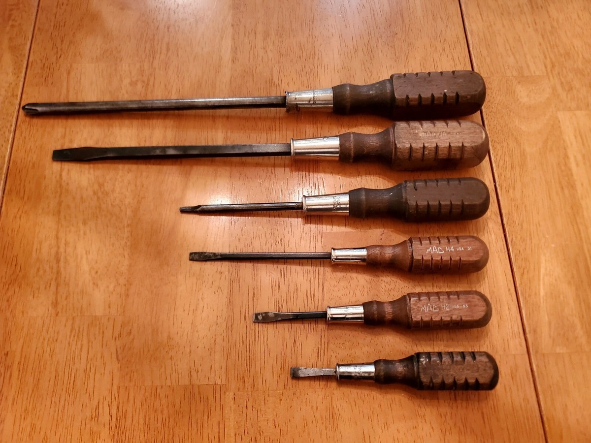 Mac Tools Vintage Mixed Screw Drivers Wooden Handles Lot Of 6 | eBay