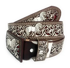 MEN'S WESTERN LEATHER BELT. COWBOY RODEO BELT. CINTO VAQUERO CINTO CHARRO LASER