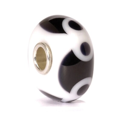 Trollbeads Elfbeads 925 Sterling Silver Core Glass Bead Black White FREDDIE