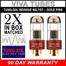 Brand New Gain Matched Pair (2) Tung-Sol Reissue 6SL7 Gold Pin Vacuum Tubes
