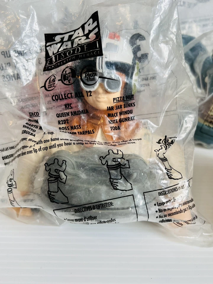 Lote De 6 Star Wars Episodio I Cup Topper KFC Taco Bell Pizza Hut Sellado NUEVO Foto 3 de 4