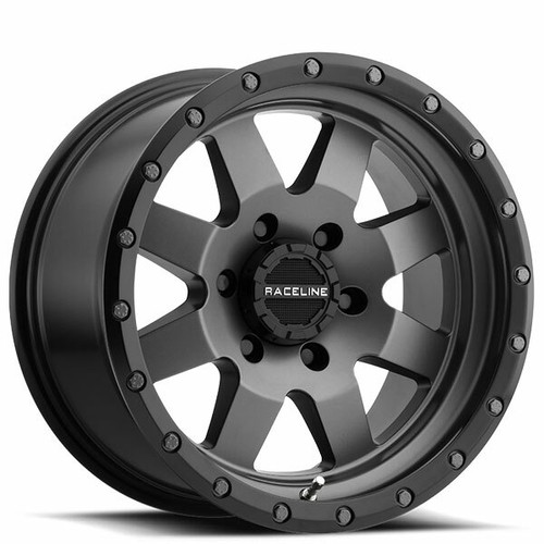 18x9 Raceline Wheels 935G Defender Gunmetal with Black Ring Off Road Rims(S01)