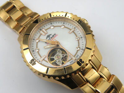 Rotary Ladies Rose Gold Skeleton Automatic Swiss Watch