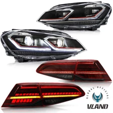 LED Projector Headlights+VLAND Red Tail Light For VW Golf 7 MK7 / GTI 2015-2017