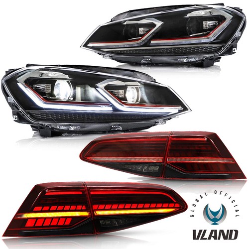 FULL LED Projector Headlights+VLAND Red Tail Light For VW Golf 7 MK7&GTI 2015-17 - Bild 1 von 22