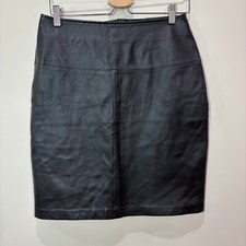 Vintage 100 Leather Black Pencil Skirt 8 Buttery Soft Moto Baddie Quiet Luxury